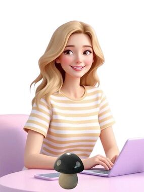 Glossy Ceramic Mushroom Accent in Navy and Cream